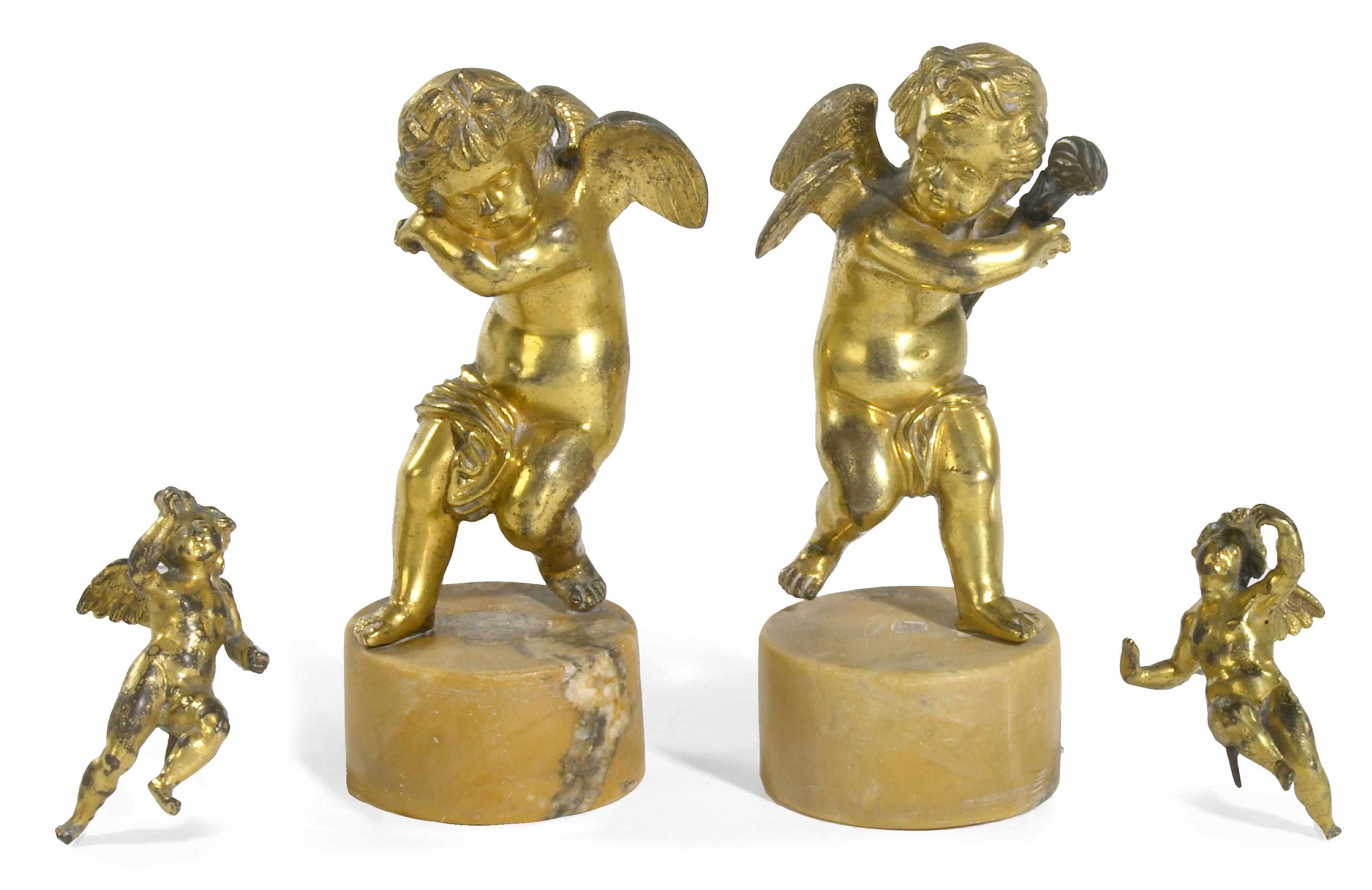 Appraisal: A group of six Continental gilt bronze putti th th