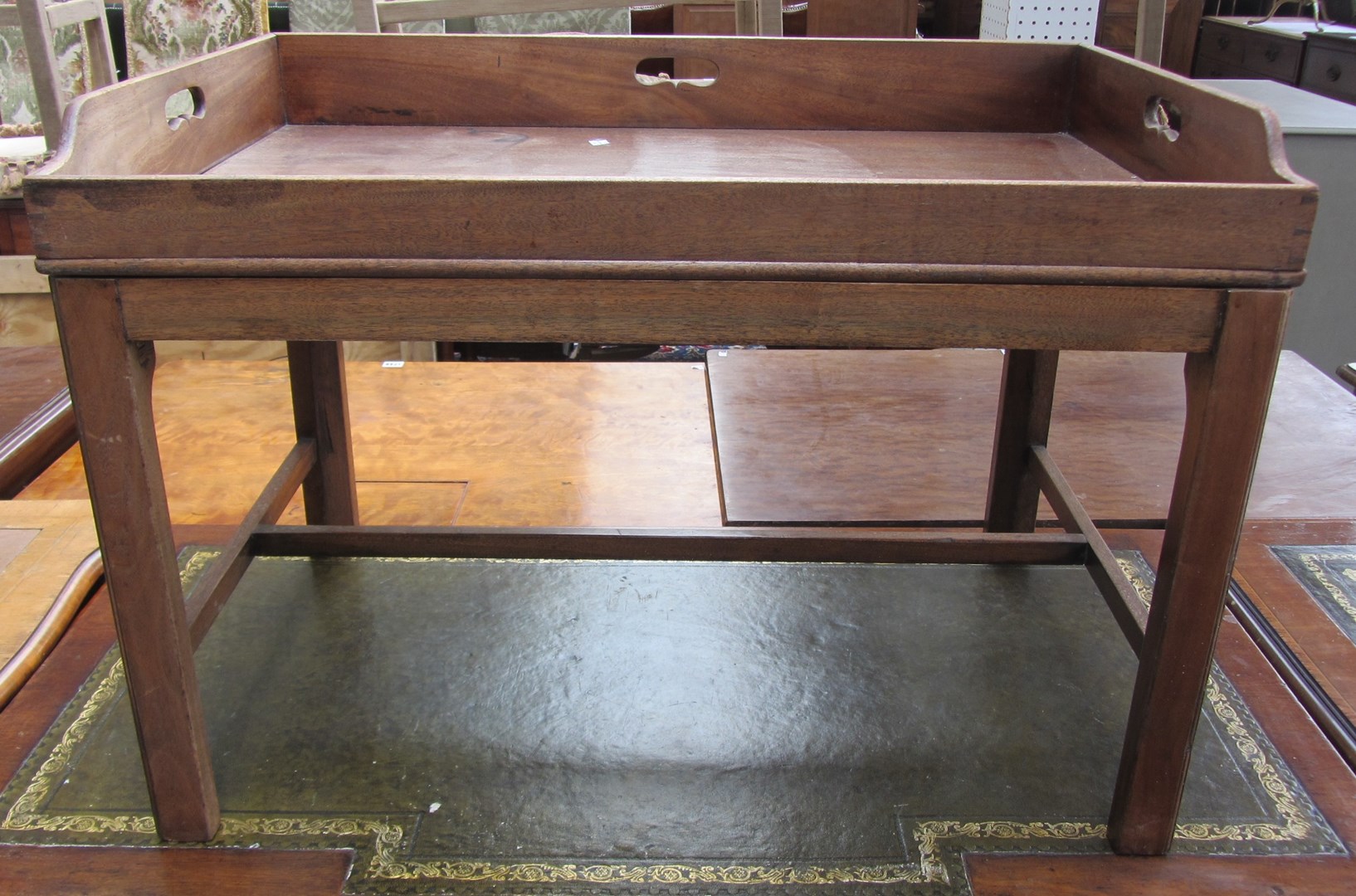 Appraisal: A George III mahogany rectangular butler's tray on later stand