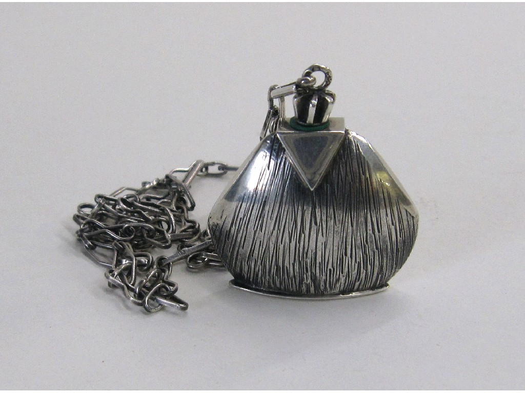 Appraisal: Art Deco white metal scent bottle on chain