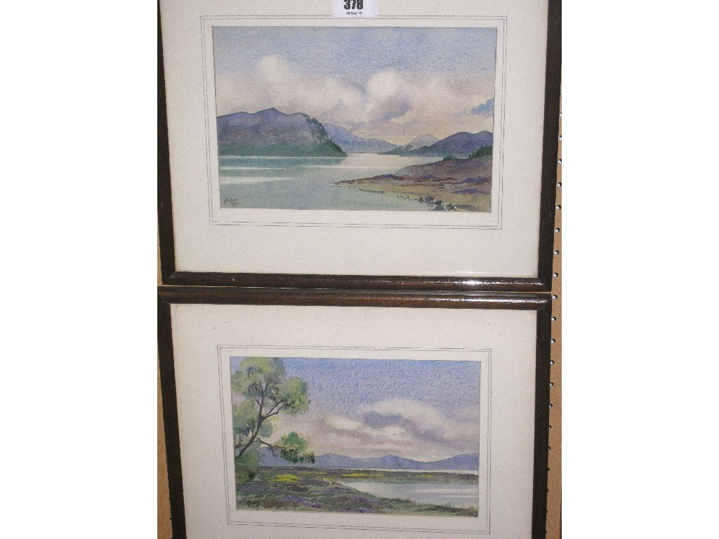 Appraisal: H WATT Pair of watercolour loch scenes both signed and