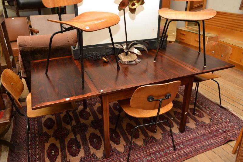 Appraisal: A DANISH ROSEWOOD EXTENSION TABLE A DANISH ROSEWOOD SQUARE TABLE