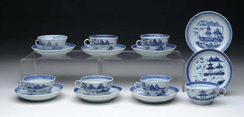 Appraisal: FIFTEEN PIECES OF BLUE AND WHITE CANTON Lot consists of