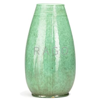 Appraisal: TECO Rare ovoid vase glossy green glaze Terra Cotta IL