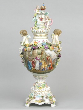 Appraisal: A Monumental Dresden Porcelain Urn By Carl Thieme ca A