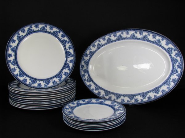 Appraisal: pieces blue white Torbrex pattern dinnerware by Wood Sons Some