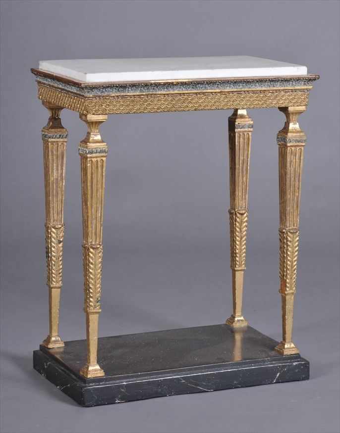 Appraisal: SWEDISH NEOCLASSICAL CARVED GILTWOOD CONSOLE TABLE The rectangular top above