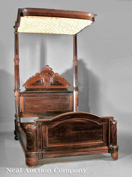 Appraisal: A Fine New Orleans Carved Rosewood Half Tester Bed c