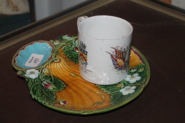 Appraisal: A MINTON MAJOLICA STRAWBERRY DISH and a Queen Mary and