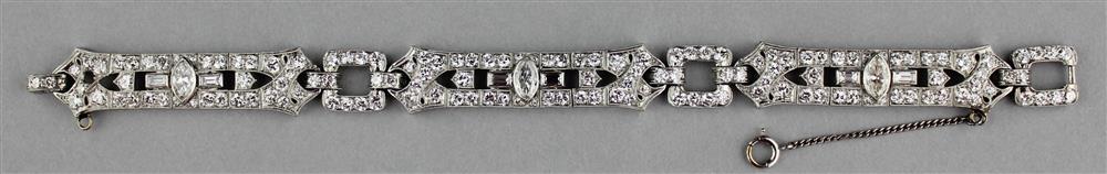 Appraisal: ART DECO PLATINUM AND DIAMOND LINK BRACELET bracelet is set