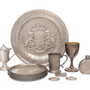 Appraisal: Nine English Pewter Table Articles th Century and Later comprising