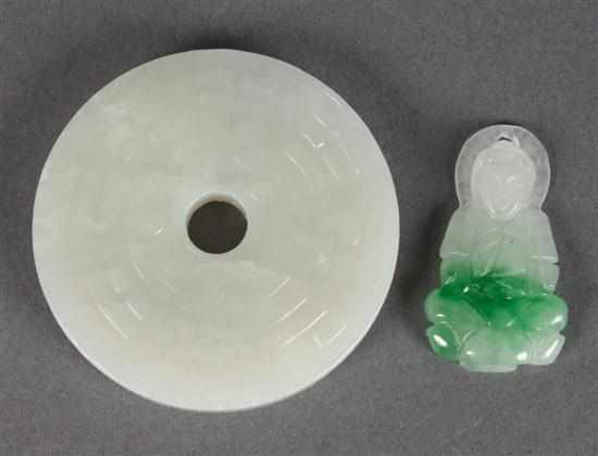 Appraisal: Chinese carved jade pi and a similar Buddha pendant pi