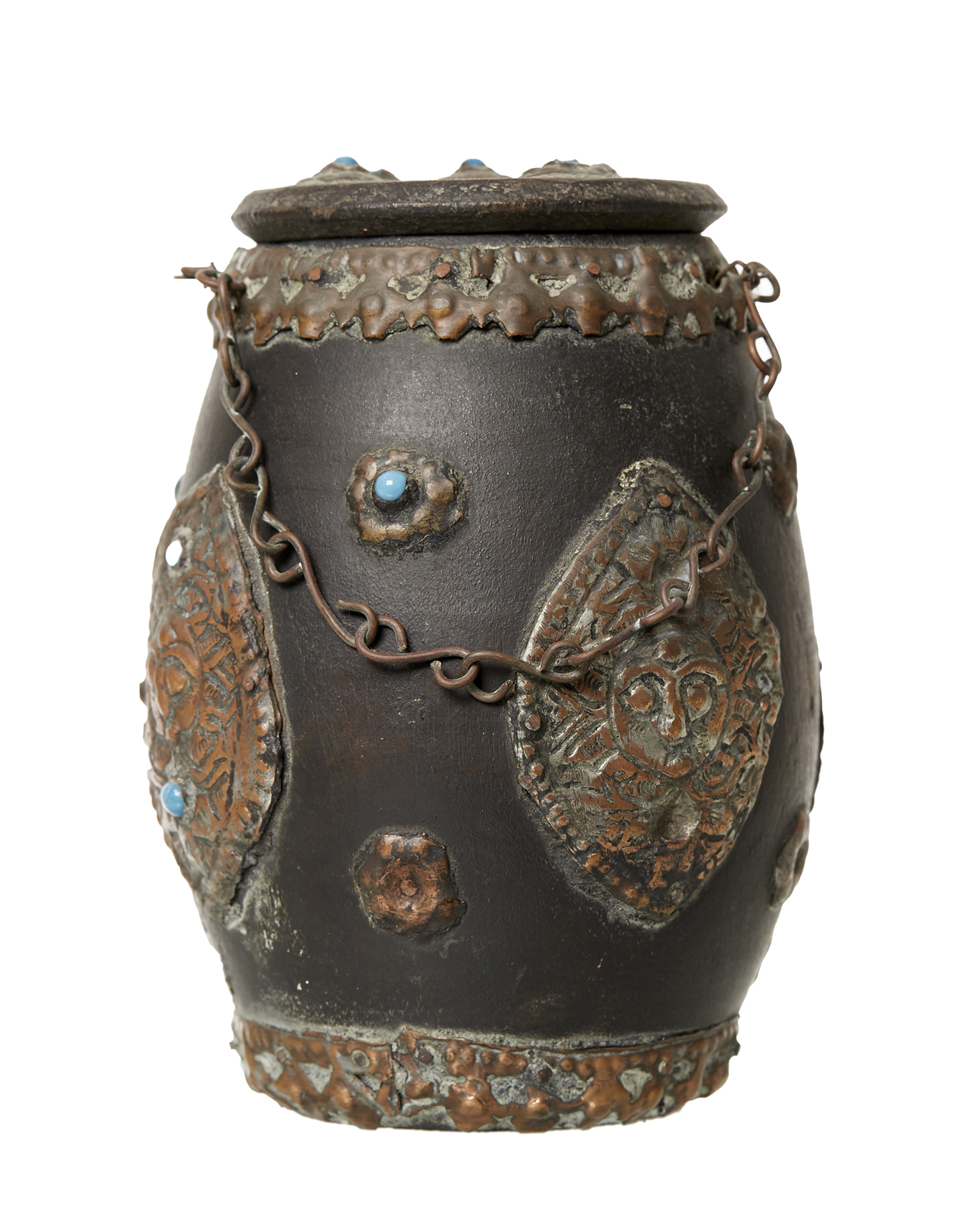 Appraisal: A TH CENTURY HIMALAYAN CARVED WOOD POT AND COVER With