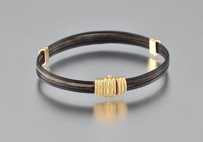 Appraisal: A French k Gold and Elephant Skin Bracelet k yellow