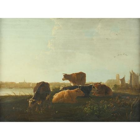 Appraisal: Circle of Aelbert Cuyp Cows Resting on the Banks of