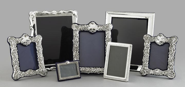 Appraisal: Seven-Piece Collection of Silverplate Photograph Frames comprised of a trio