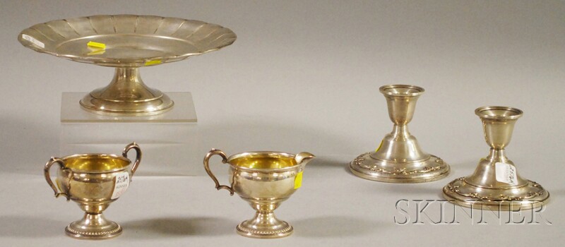 Appraisal: Five Weighted Sterling Silver Tableware Items a pair of International