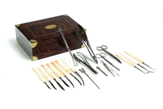 Appraisal: CASED MINOR SURGICAL SET Gemrig Philadelphia th century hinged rosewood