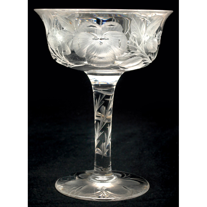 Appraisal: Cut Glass compote flaring form with etched daisies and leaves