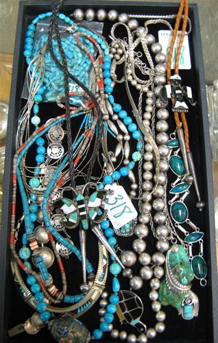 Appraisal: COLLECTION OF EIGHTEEN PIECES OF COSTUME JEWELRY men's bolos inlaid