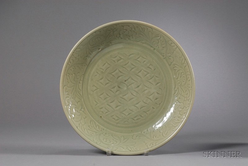 Appraisal: Celadon Charger China Ming period th century Lung Chuan ware