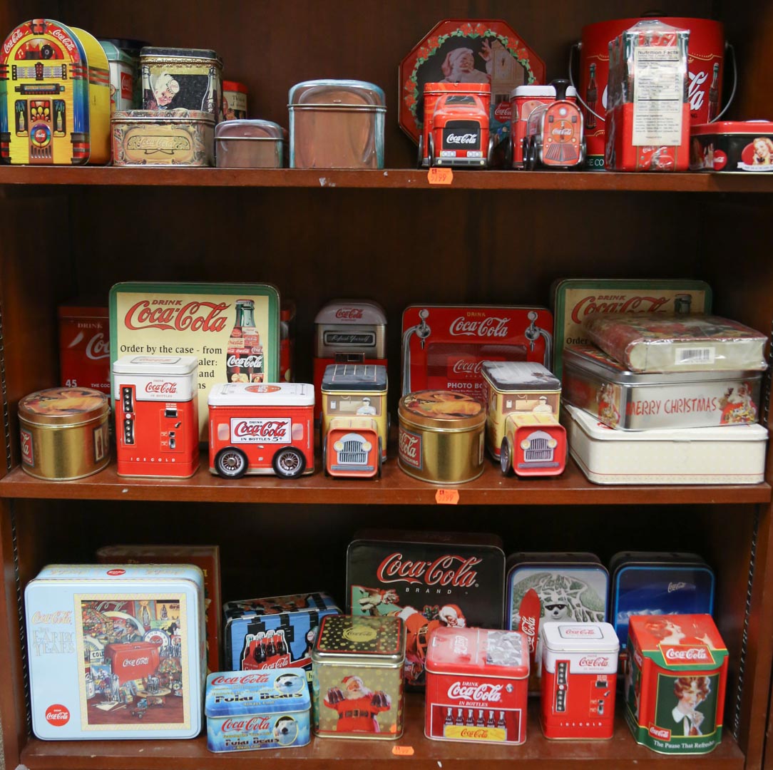 Appraisal: Three shelves of Coca-Cola tins Undernumber