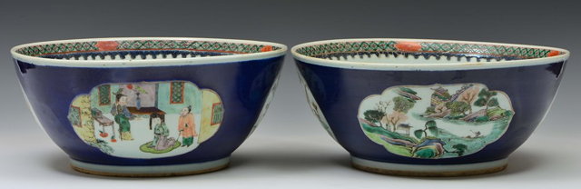 Appraisal: A PAIR OF CHINESE CANTON COBALT BLUE BOWLS each decorated