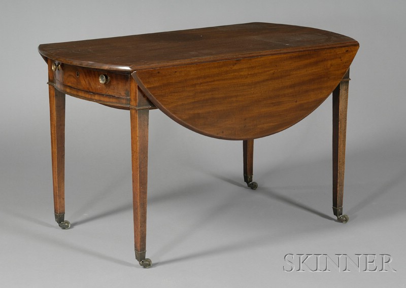 Appraisal: Regency-style Mahogany Drop-leaf Supper Table early th century with D-shaped