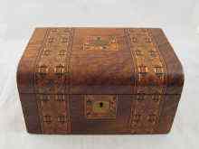 Appraisal: A parquetry inlaid walnut veneered box x x cm