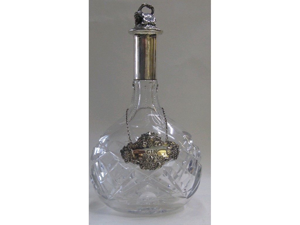 Appraisal: GDE silver mounted decanter with silver decanter label