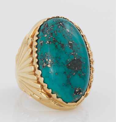 Appraisal: A Gentleman's Impressive Large Turquoise Cabochon Ring Tested k yellow