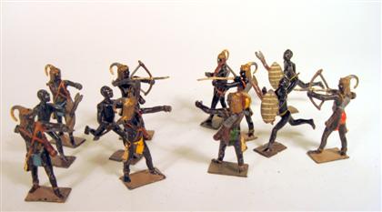 Appraisal: Old Britains painted lead Zulu and Togoland warriorsComprising Zulu warriors