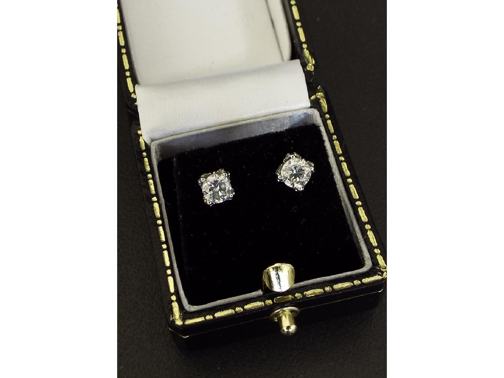 Appraisal: Pair of round brilliant cut diamond ear studs ct approx