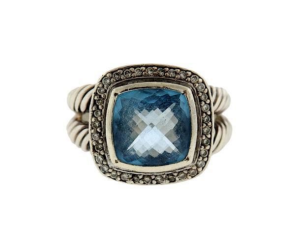 Appraisal: David Yurman Albion Sterling Diamond Blue Topaz Ring METAL Sterling