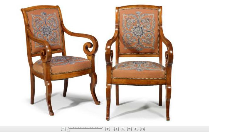 Appraisal: Pair of French needlework upholstered mahogany armchairs th century