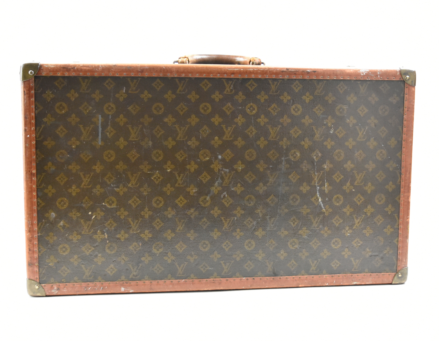 Appraisal: a Louis Vuitton suitcase with leathered handle rectangular shape H