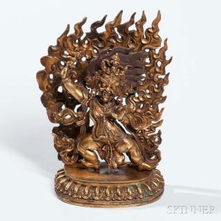 Appraisal: Gilt-bronze Figure of Mahakala Gilt-bronze Figure of Mahakala China th