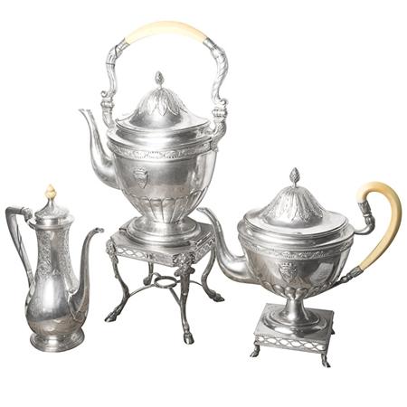 Appraisal: Continental Silver Hot Water Kettle on Stand and Teapot en