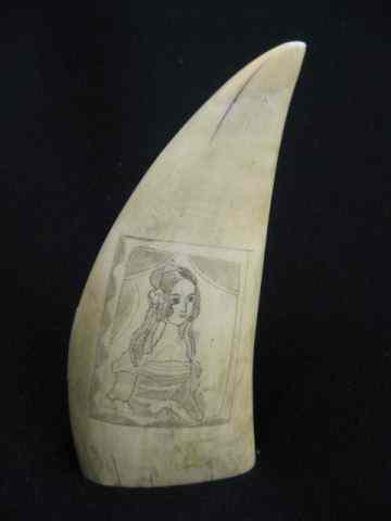 Appraisal: Scrimshaw Whale's Tooth scenes of young maiden '' th century