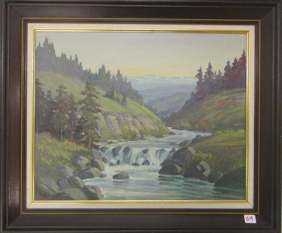 Appraisal: CLYDE LEON KELLER OIL ON BOARD Oregon - River landscape