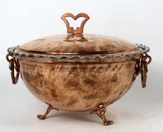 Appraisal: Persian Hand hammered copper lidded bowl Hand hammered copper lidded