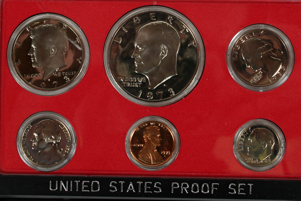 Appraisal: Four U S Mint Proof Sets in Boxes With COAs