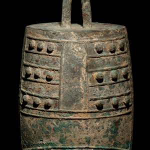 Appraisal: A Chinese Archaic Bronze Bell Bianzhong decorated with rows of