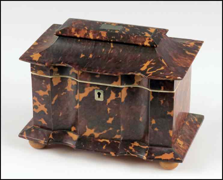 Appraisal: GEORGE III TORTOISE SHELL TEA CADDY ''x ''x '' Condition