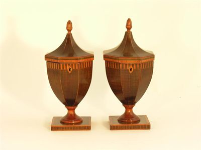 Appraisal: A pair of George III fiddle back mahogany octagonal urn