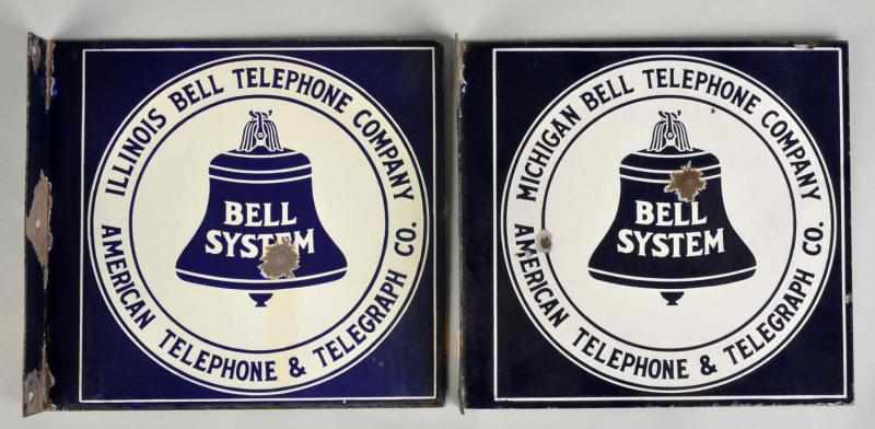 Appraisal: Lot of Bell Telephone State Flange Signs Description Porcelain One