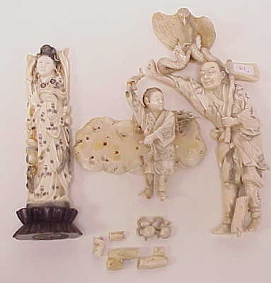 Appraisal: Two Japanese ivory carvings mid- th C one depicting a