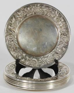 Appraisal: S Kirk Son sterling silver Repousse bread plates troy oz