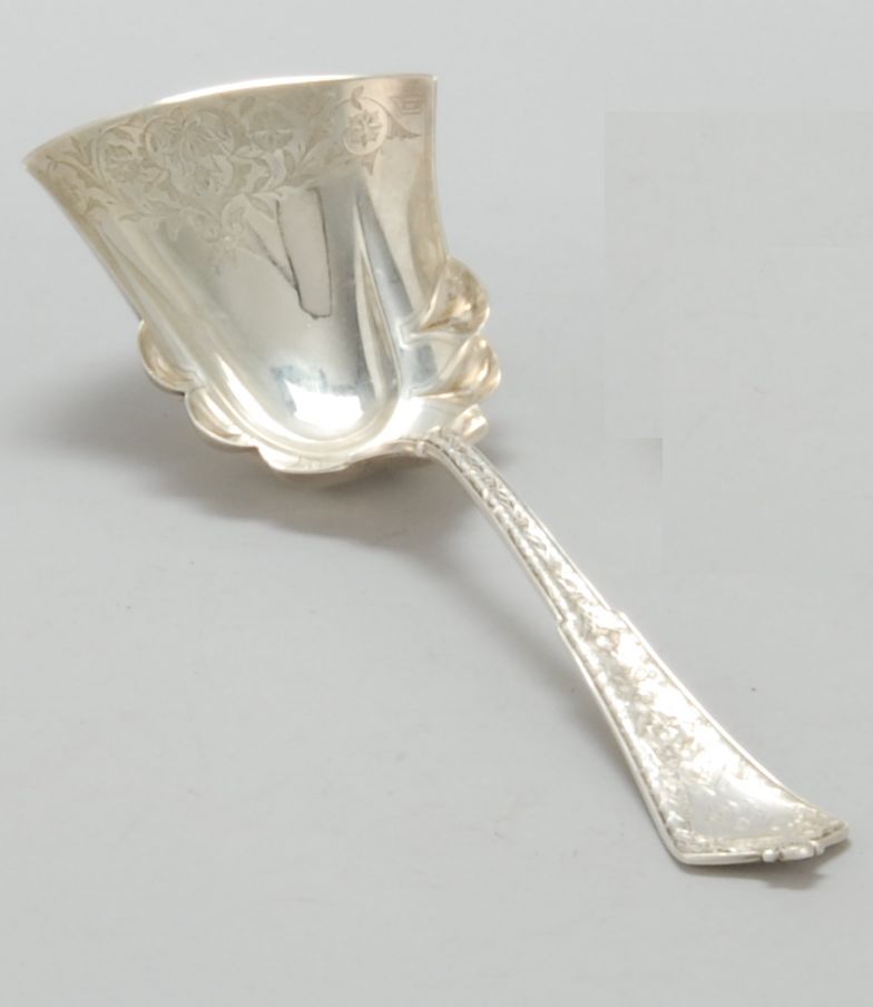 Appraisal: TIFFANY STERLING SILVER SERVING SCOOP In the Persian pattern Engraved