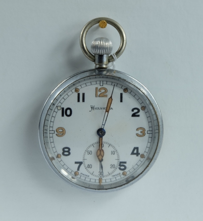 Appraisal: Helvetia Military pocket watch with white dial marked to the