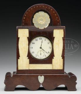 Appraisal: FOLK ART INLAID ABALONE AND BONE MAHOGANY WATCH HUTCH FOLK